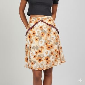 XS bul Australia Silk Floral Skirt in Orange and Cream